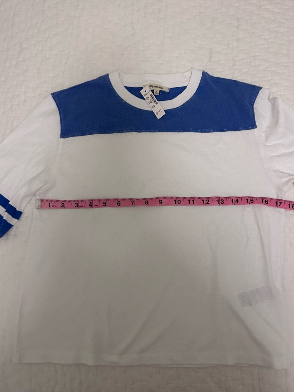 Madewell Vintage Varsity White and Blue Ringer Tee - Picture 8 of 9